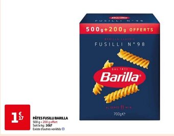 Auchan PÂTES FUSILLI BARILLA offre