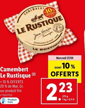 Lidl Camembert Le Rustisque (2) offre