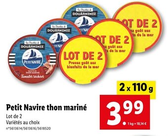 Lidl Petit Navire thon mariné offre