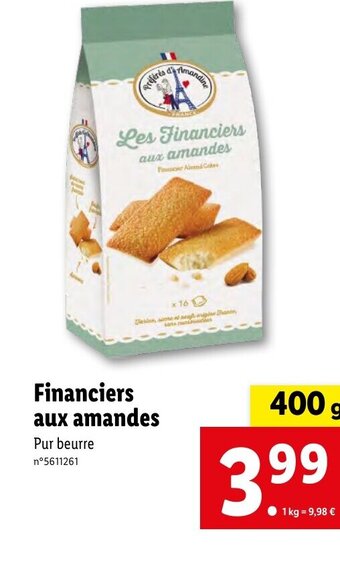 Lidl Financiers aux amandes offre