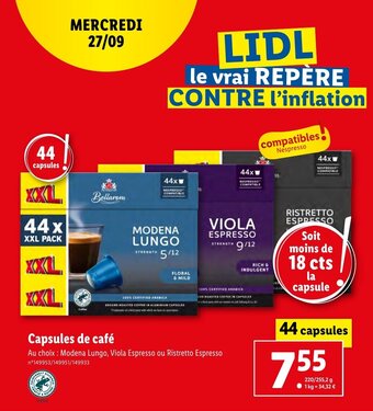 Lidl Capsules de café offre