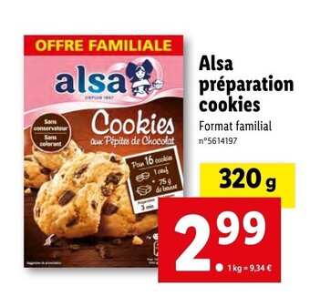 Lidl Alsa préparation cookies offre
