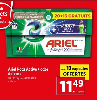 Lidl Ariel Pods Active + odor defense* offre