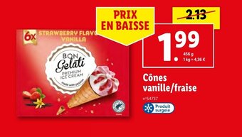 Lidl Cônes vanille/fraise offre