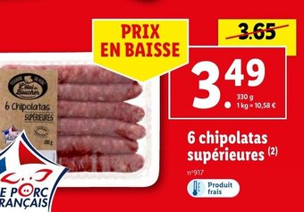 Lidl 6 Chipolatas SUPERIEURES offre
