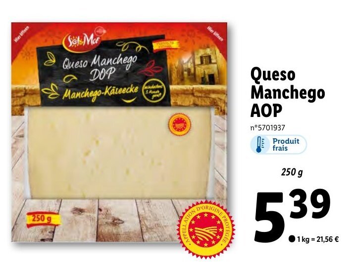 Promo Queso Manchego AOP chez Lidl