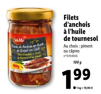 Lidl Filets d'anchois à l'huile de tournesol offre