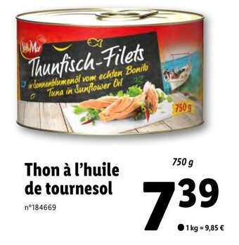 Lidl Thon à l'huile de tournesol offre
