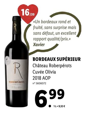 Lidl BORDEAUX SUPÉRIEUR offre