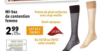 Lidl Mi-bas de contention femme offre