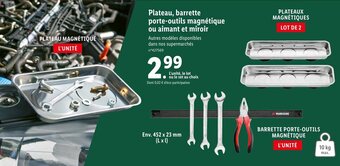Plateau, barrette porte-outils magnétique ou aimant et miroir