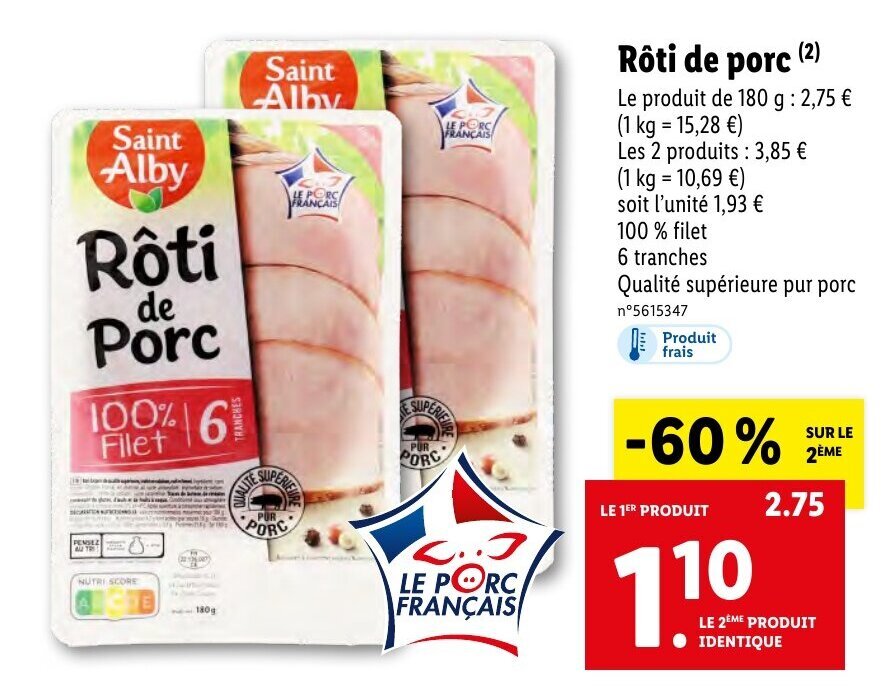 Lidl Rôti de Porc offre