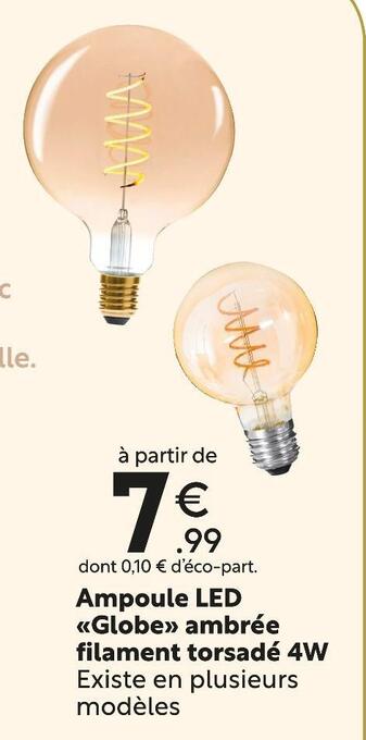 Maxi Bazar Ampoule led globe ambrée filament torsadé 4w offre