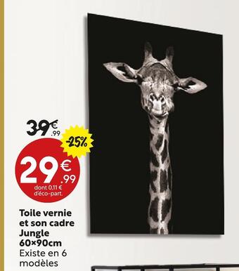 Maxi Bazar Toile vernie et son cadre jungle 60x90cm offre