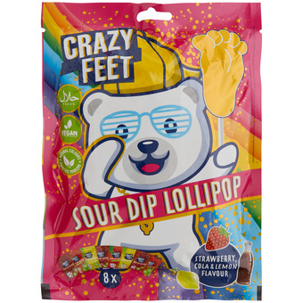 Action sucettes avec poudre acidulée becky's crazy feet