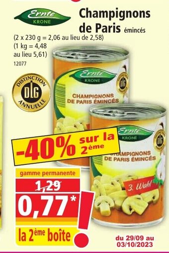 Norma Champignons de Paris offre
