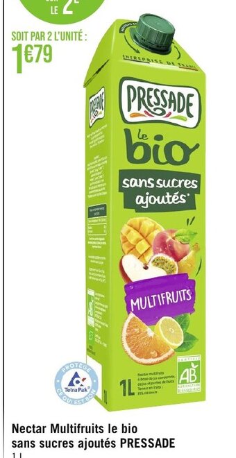 Géant Casino Nectar Multifruits le bio sans sucres ajoutés PRESSADE offre