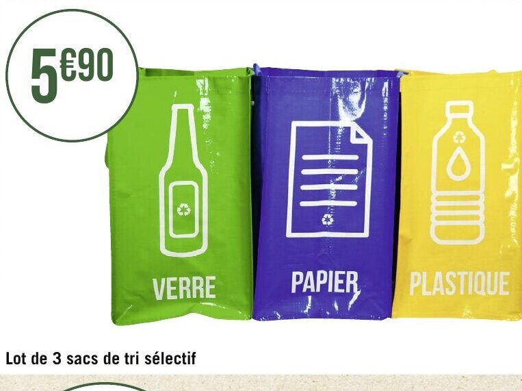 Géant Casino Lot de 3 sacs de tri sélectif offre