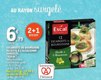 E.Leclerc ESCARGOTS DE BOURGOGNE RECETTE À L'ALSACIENNE SURGELĖS "ESCAL" offre