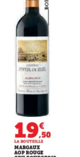 Super U MARGAUX AOP ROUGE CRU BOURGEOIS EXCEPTIONNEL CHATEAU PAVEIL DE LUZE 2021 offre