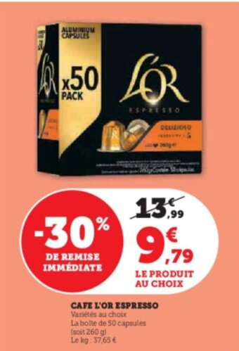 Super U CAFE L'OR ESPRESSO offre
