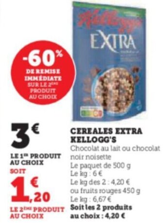 Super U CEREALES EXTRA KELLOGG'S offre