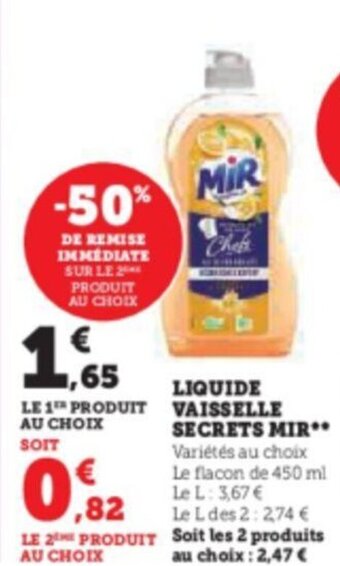 Super U LIQUIDE VAISSELLE SECRETS MIR offre