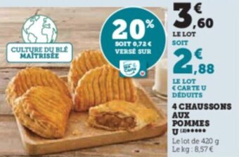 Super U 4 CHAUSSONS AUX POMMES U offre