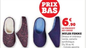 Super U MULES FEMME offre