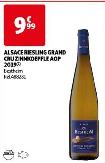 Auchan ALSACE RIESLING GRAND CRU ZINNKOEPFLE AOP 2019(¹) offre