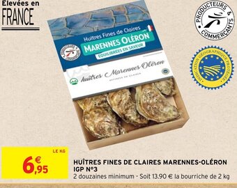 Intermarché HUÎTRES FINES DE CLAIRES MARENNES-OLÉRON IGP N°3 offre