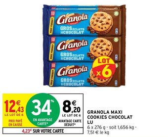 Intermarché GRANOLA MAXI COOKIES CHOCOLAT LU offre