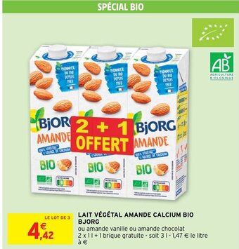 Intermarché LAIT VÉGÉTAL AMANDE CALCIUM BIO BJORG offre