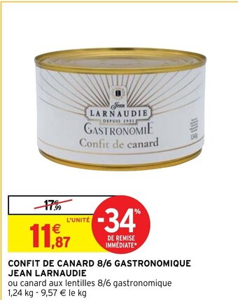 Intermarché CONFIT DE CANARD 8/6 GASTRONOMIQUE JEAN LARNAUDIE offre