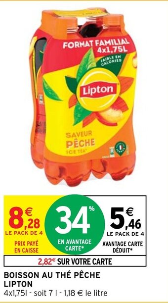 Intermarché BOISSON AU THÉ PÊCHE LIPTON offre