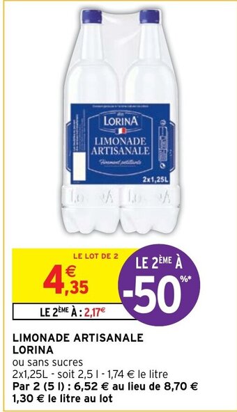 Intermarché LIMONADE ARTISANALE LORINA offre