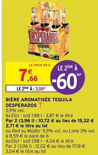 Intermarché BIÈRE AROMATISÉE TEQUILA DESPERADOS Y offre