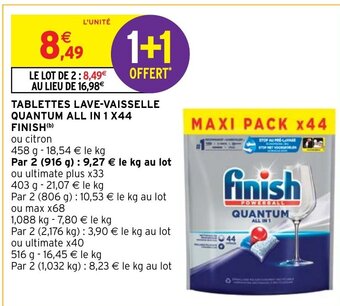 Intermarché TABLETTES LAVE-VAISSELLE QUANTUM ALL IN 1 X44 offre