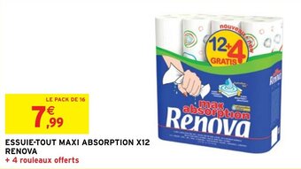 Intermarché ESSUIE-TOUT MAXI ABSORPTION X12 RENOVA offre