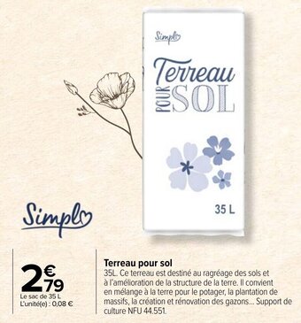 Carrefour Market Terreau pour sol offre