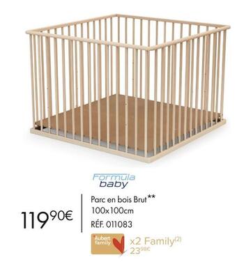 Aubert Formula baby parc en bois brut offre