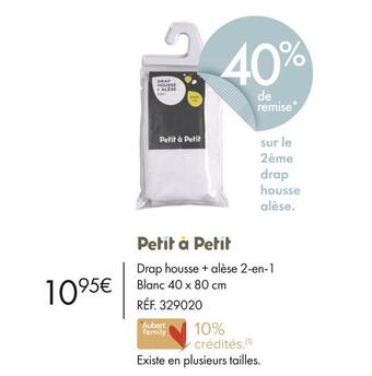 Aubert Petit à petit drap housse + alèse 2-en-1 offre