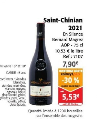 Colruyt Saint chinian 2021 offre