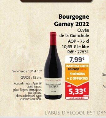 Colruyt Bourgogne Gamay 2022 offre