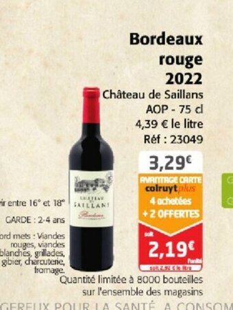Colruyt Bordeaux rouge 2022 offre
