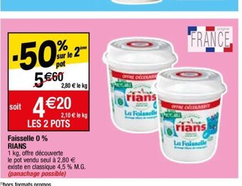 Migros Faisselle 0% RIANS offre