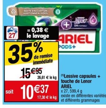 Lessive capsules + touche de Lenor ARIEL