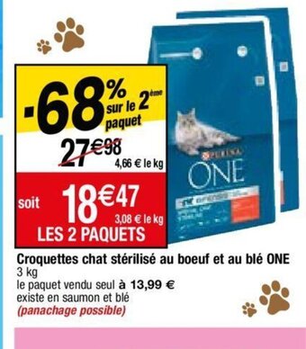 Croquettes chat stérilisé au boeuf et au blé ONE