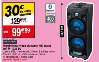 Enceinte party box bluetooth 400 Watts réf. M-1935 DJ