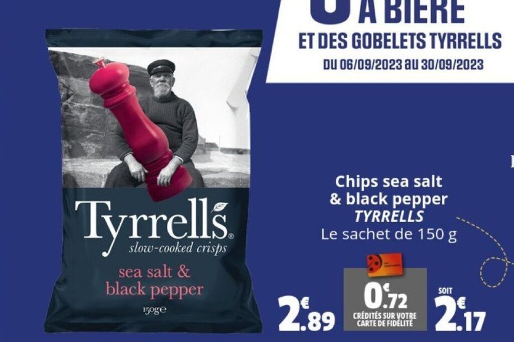 Promo Chips sea salt & black pepper TYRRELLS chez Coccinelle Supermarché